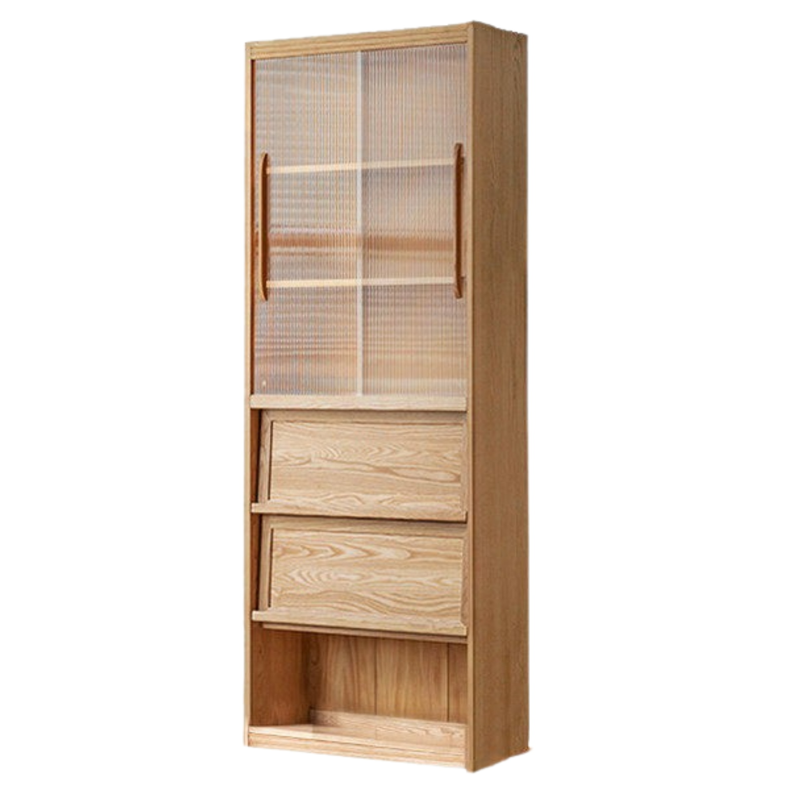 Ash, Oak Solid Wood Modern Combination Bookcase Integrated Card Seat