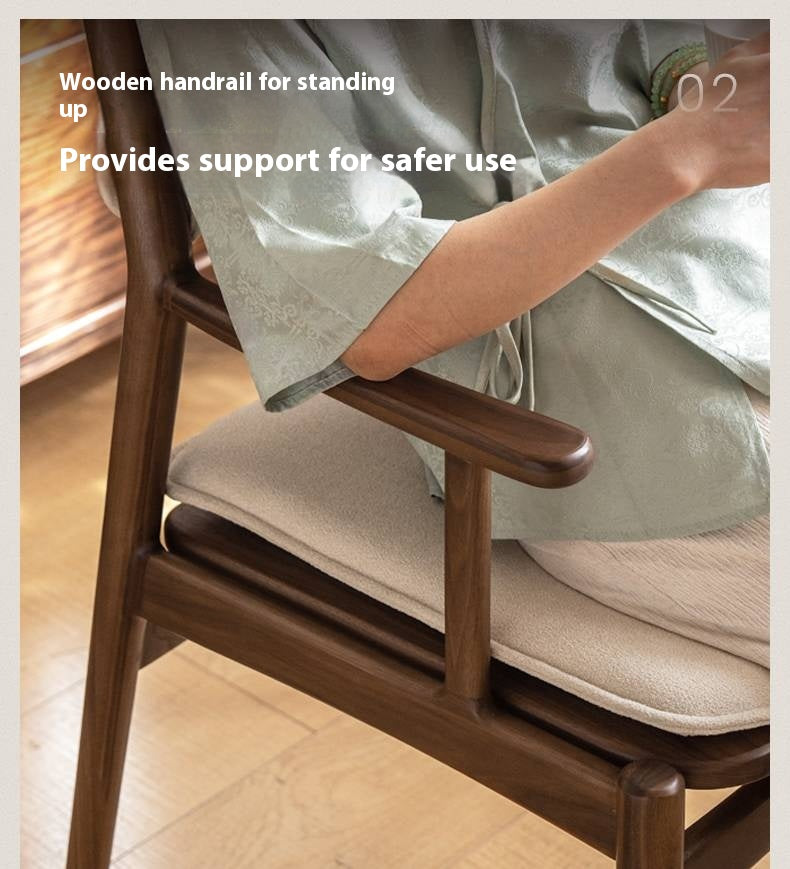 Golden Sandalwood Solid Wood Dining Soft Chair