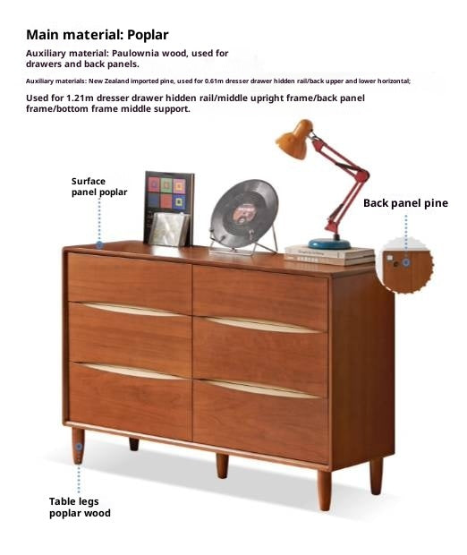 Poplar Solid Wood Vintage Style Side Cabinet.