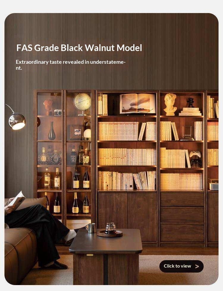 Cherry Solid Wood Bookcase Display Storage Cabinet for Study