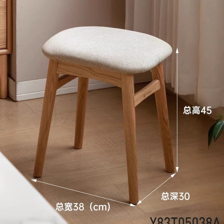 Oak Solid Wood Softpack Makeup Stool