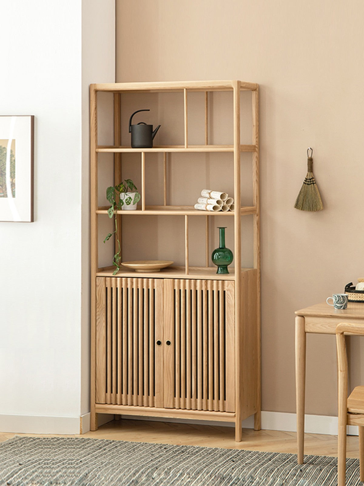 Ash Solid Wood Bookshelf Combined Bookcase Display Cabinet Wall Shelf