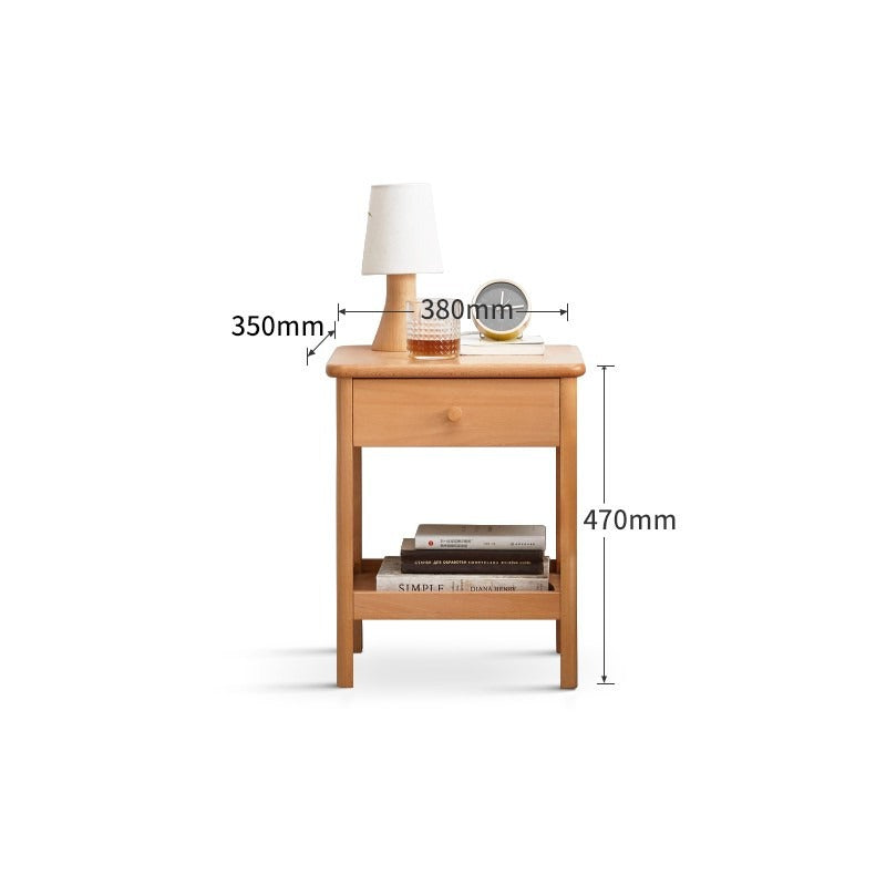 Beech Solid Wood Drawer Nightstand.