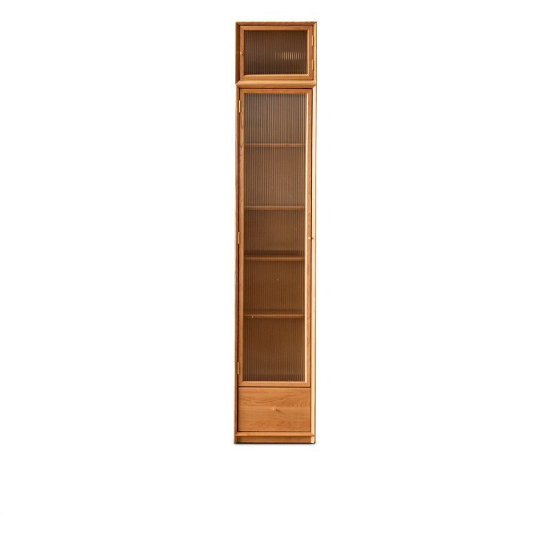 Cherry Wood Combination Bookcase Floor Shelf Glass Door Bookcase