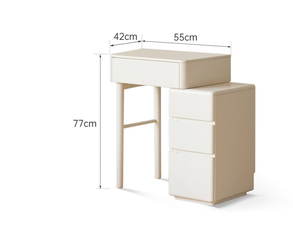 Poplar Solid Wood Telescopic Small Dressing Table Cream Style.