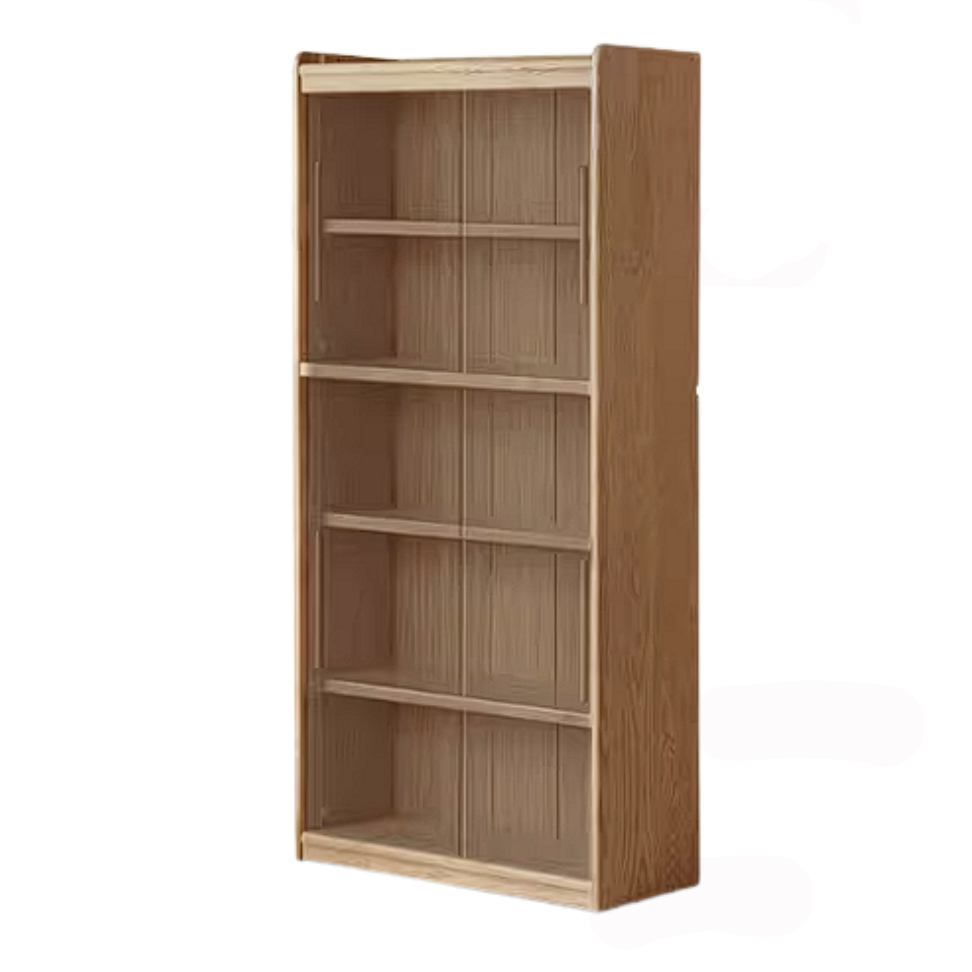 Ash Solid Wood Bookshelf with Wall Mounted Display Cabinet Design