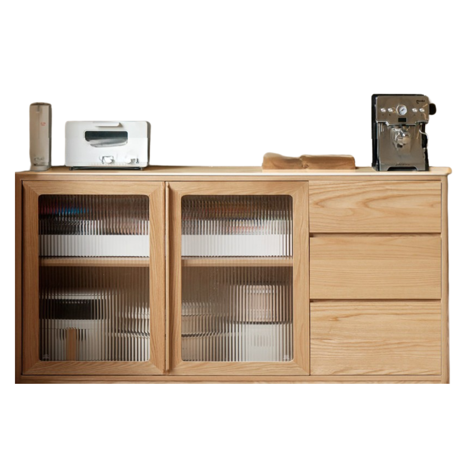 Ash Solid Wood White Wax Rock Plate Sideboard