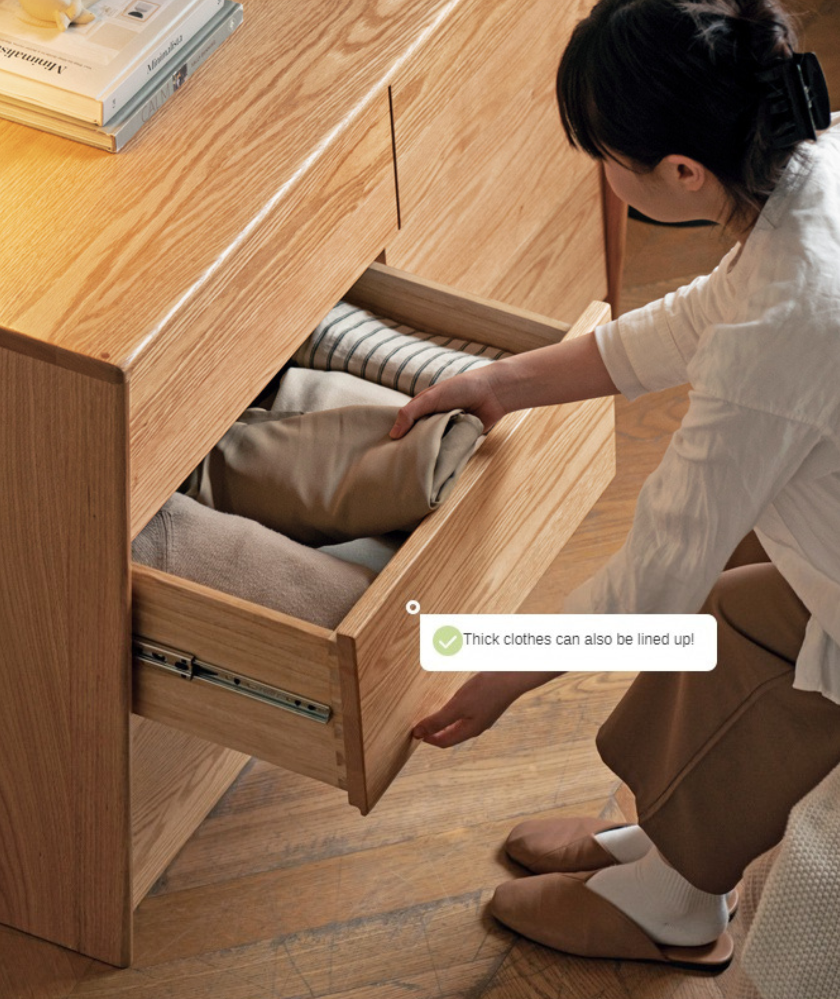 Ash, Oak Solid Wood Slanted Surface Chest of Drawers