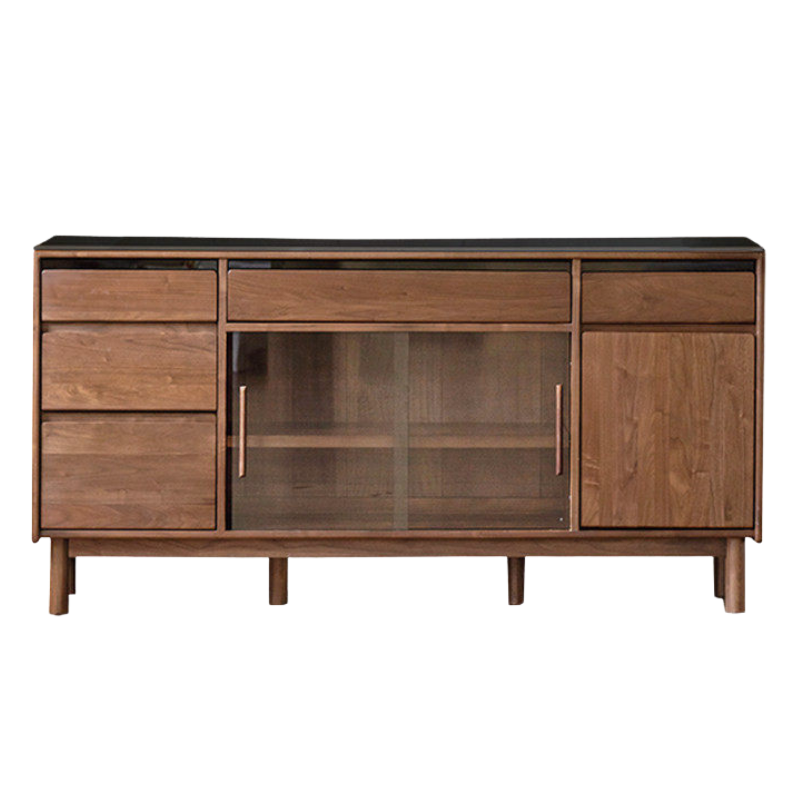 Black Walnut, Sandalwood Solid Wood Light Luxury Rock Plate Sideboard