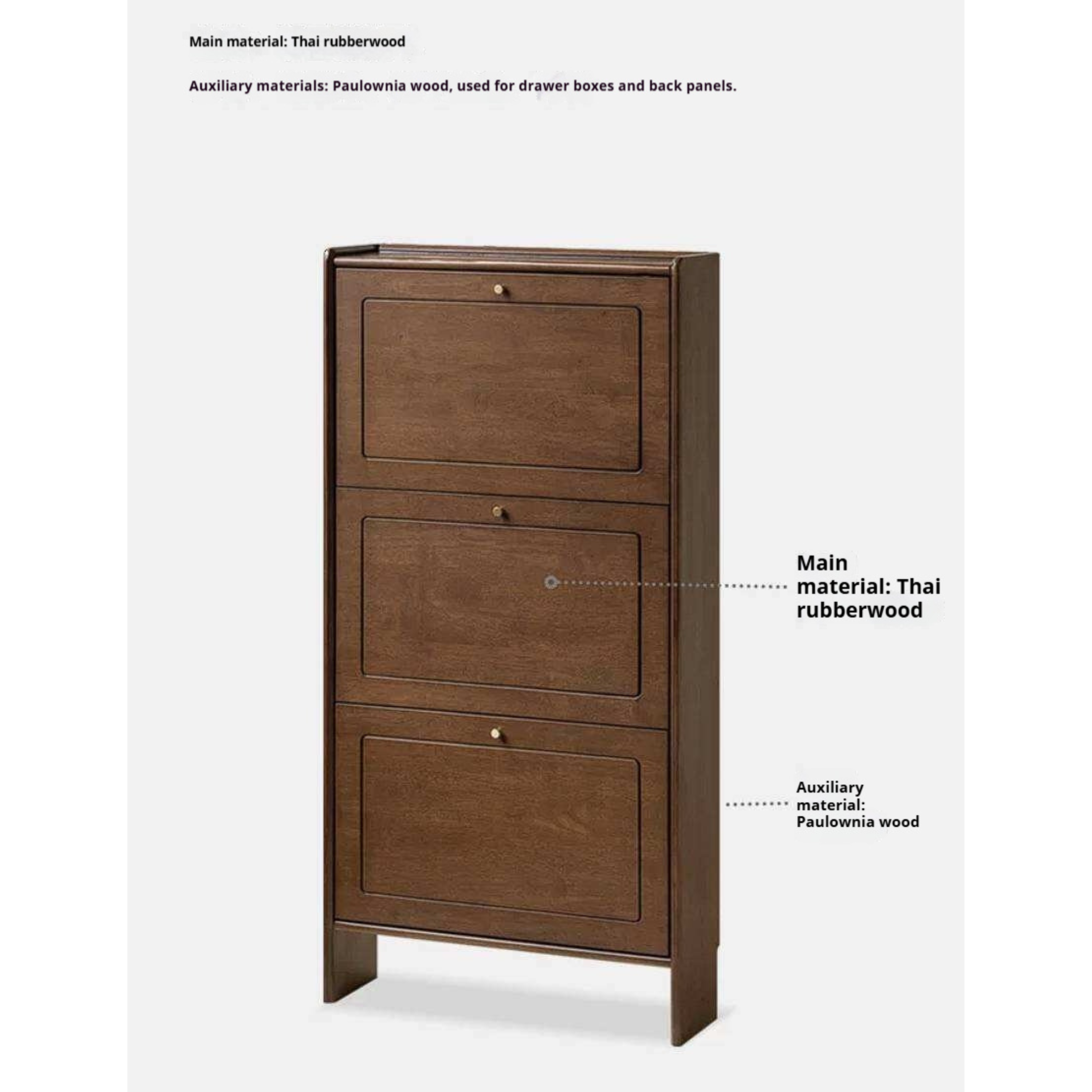 Rubberwood Solid Wood Shoe Cabinet with Space Saving Flip Storage