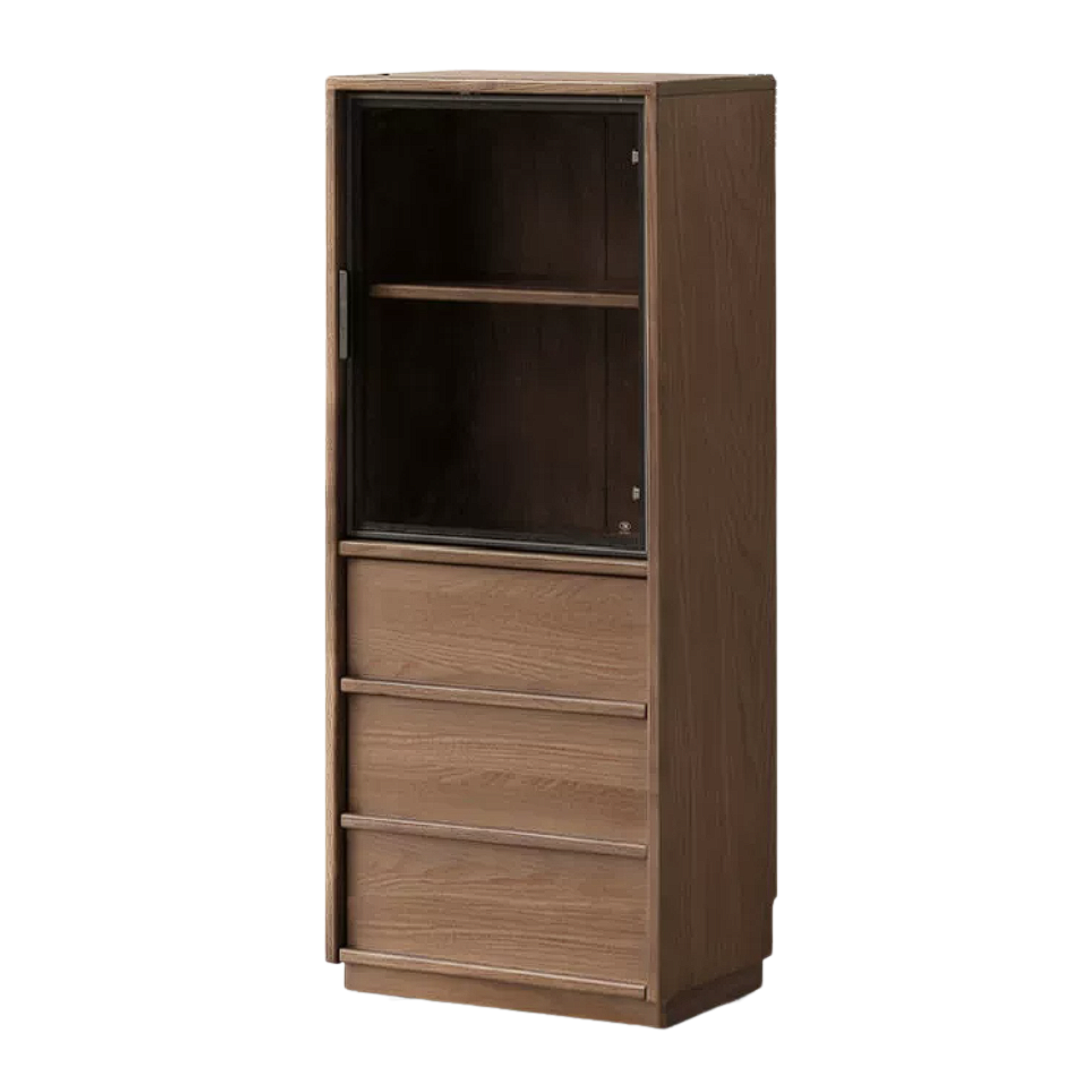 Black Walnut, Ash, Oak Solid Wood Side Cabinet With Light Display