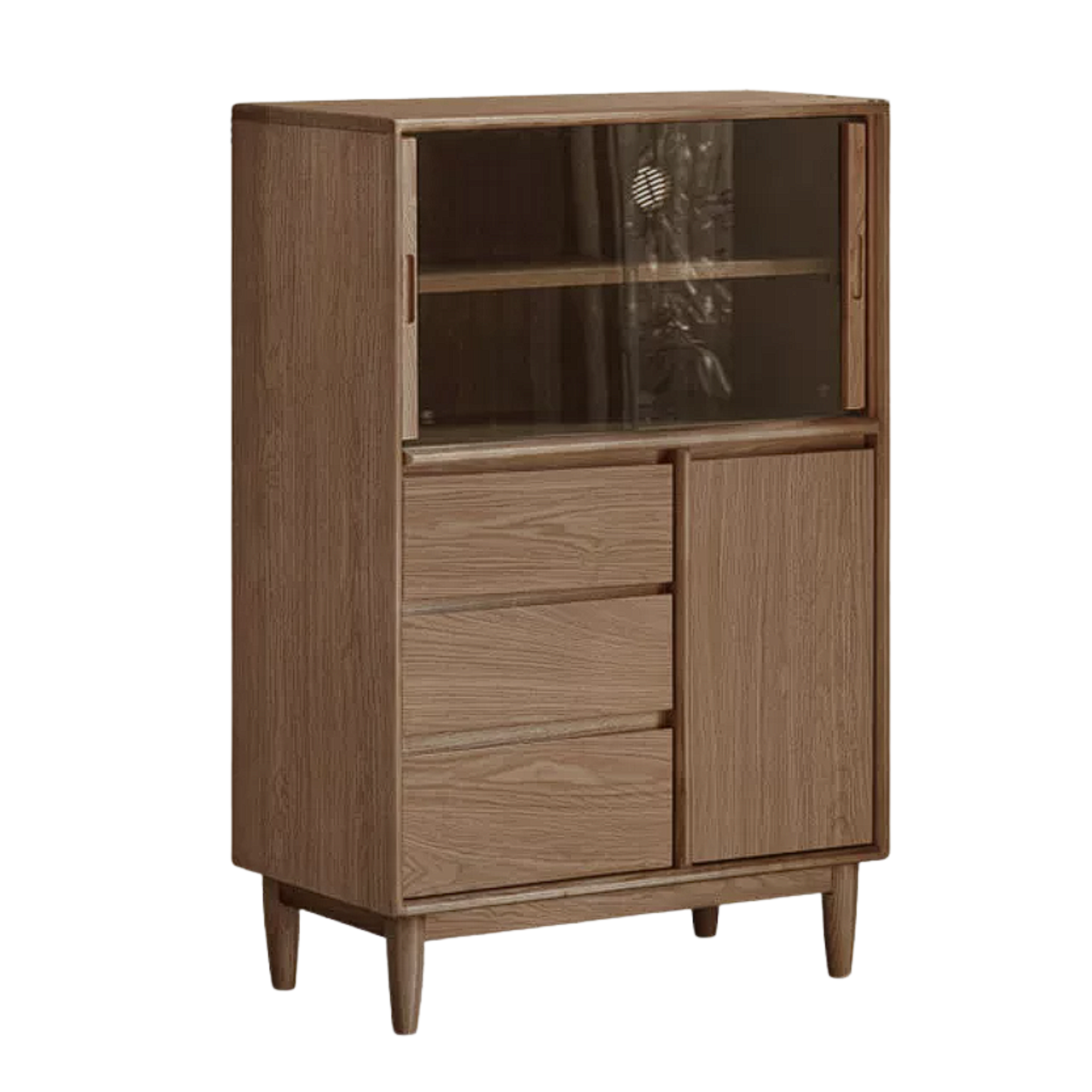 Ash, White Ash Solid Wood Modern Minimalist Side Cabinet with Light