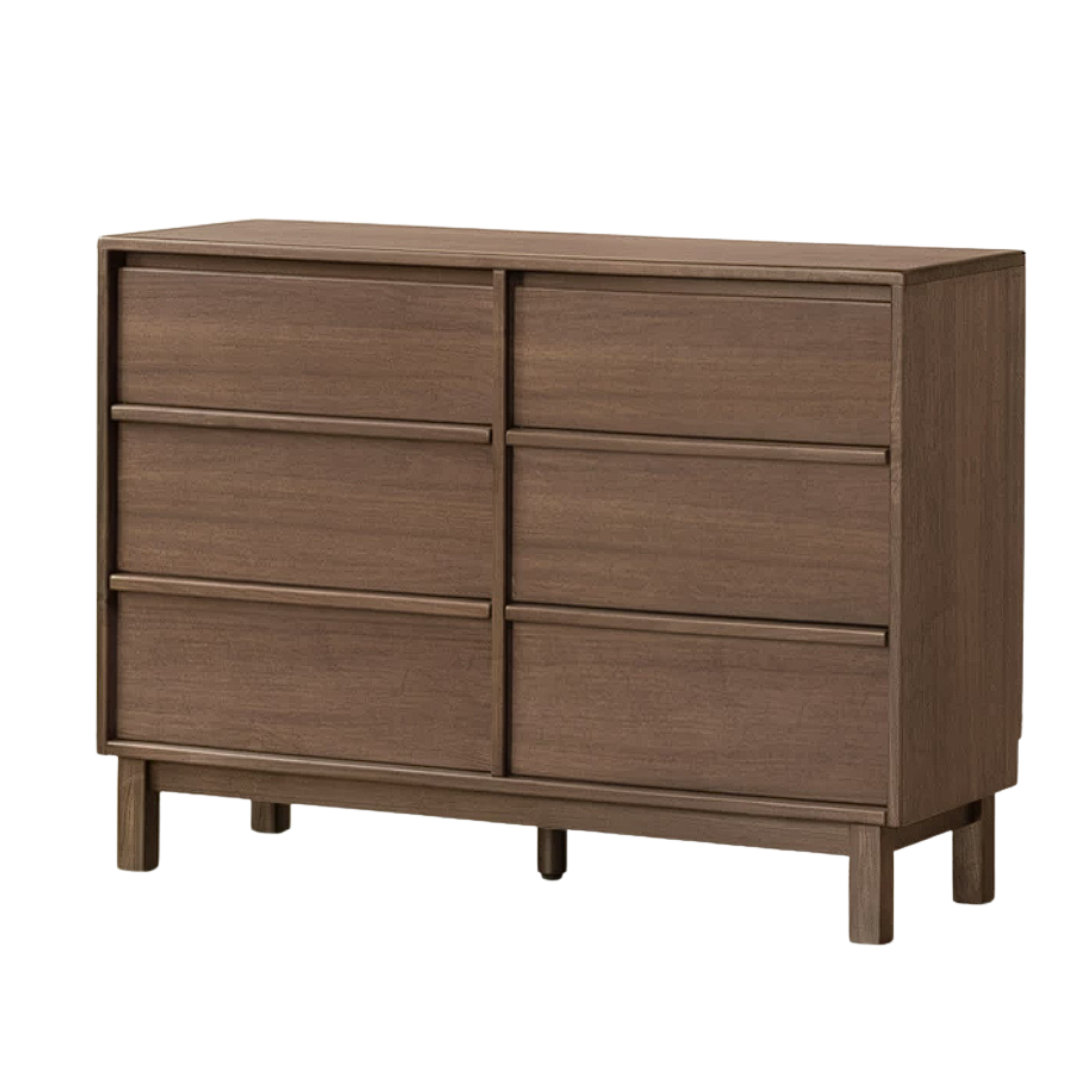 Black Walnut, Sandalwood, Oak Solid Wood Skeleton Line Chest of Drawers