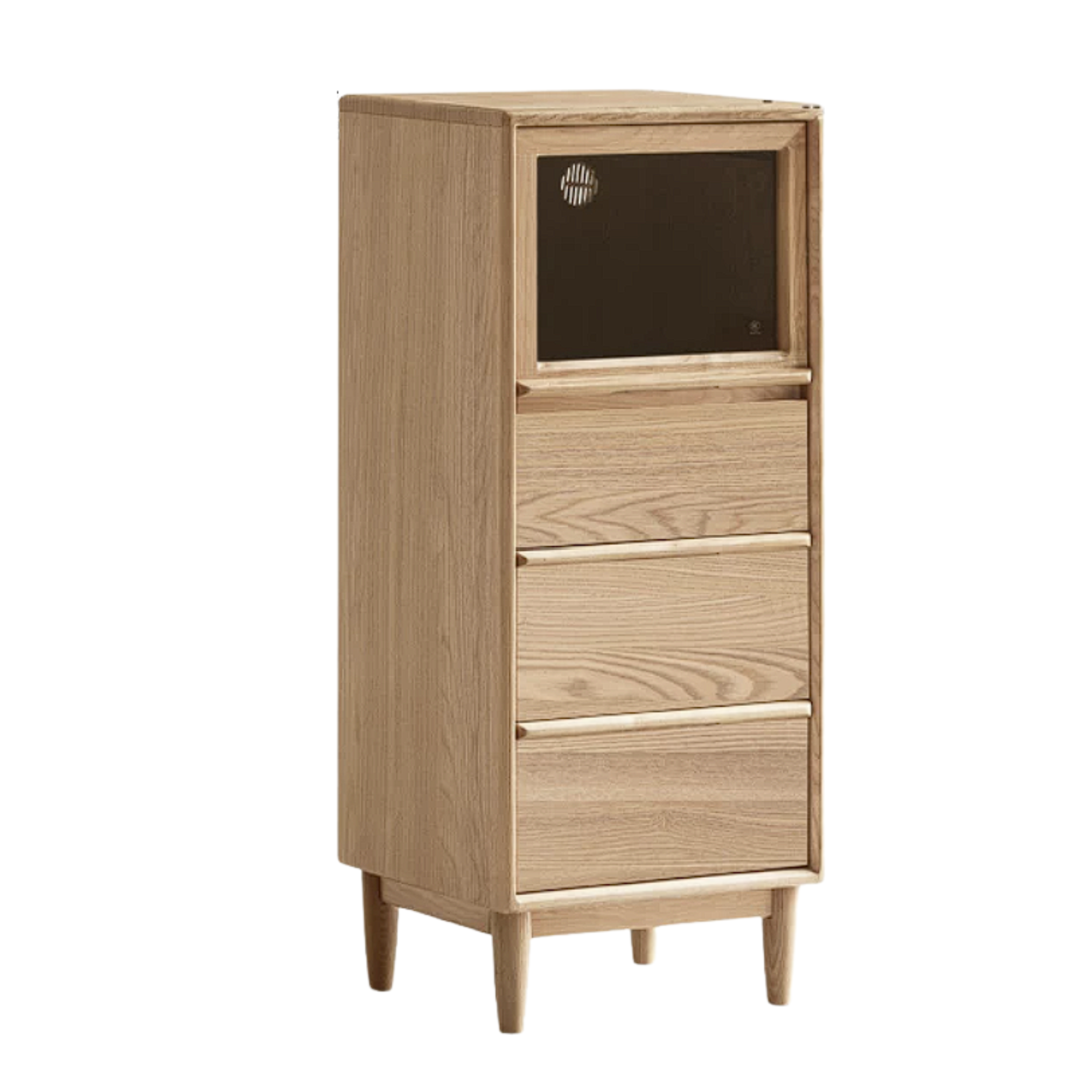 Ash, White Ash Solid Wood Modern Minimalist Side Cabinet with Light