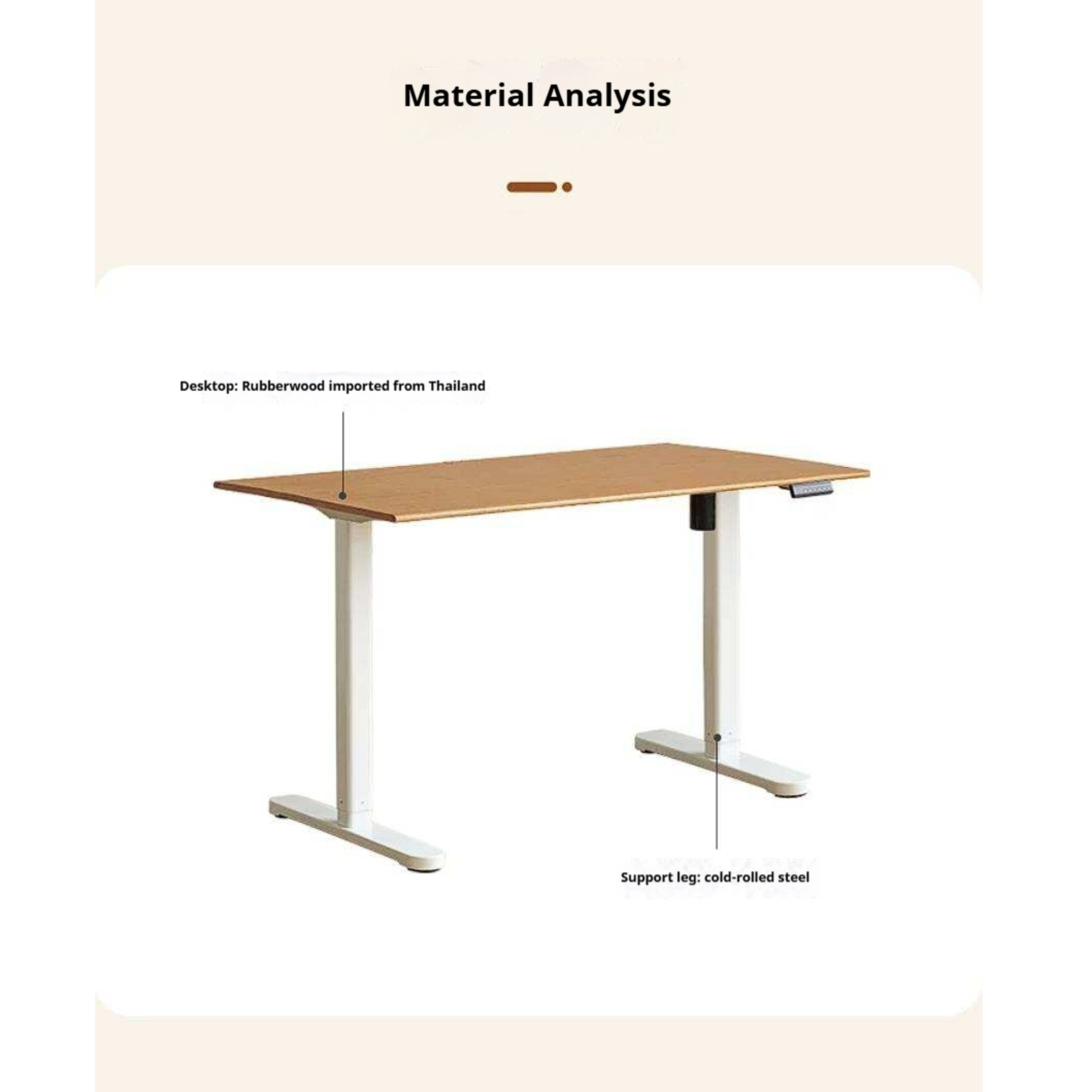 Oak Solid Wood, Rubberwood Electric Height Adjustable Standing Desk with Memory Presets