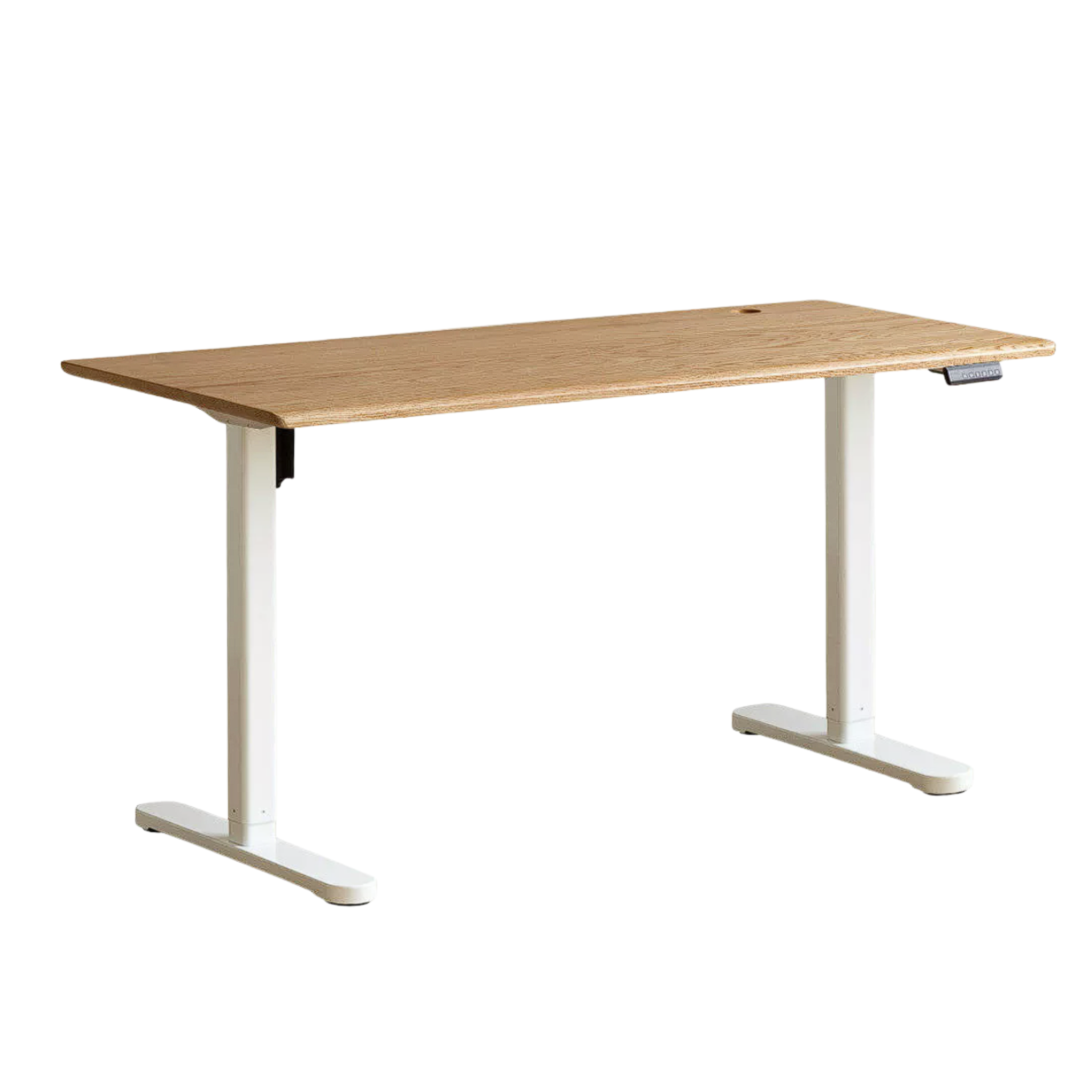 Oak Solid Wood, Rubberwood Electric Height Adjustable Standing Desk with Memory Presets