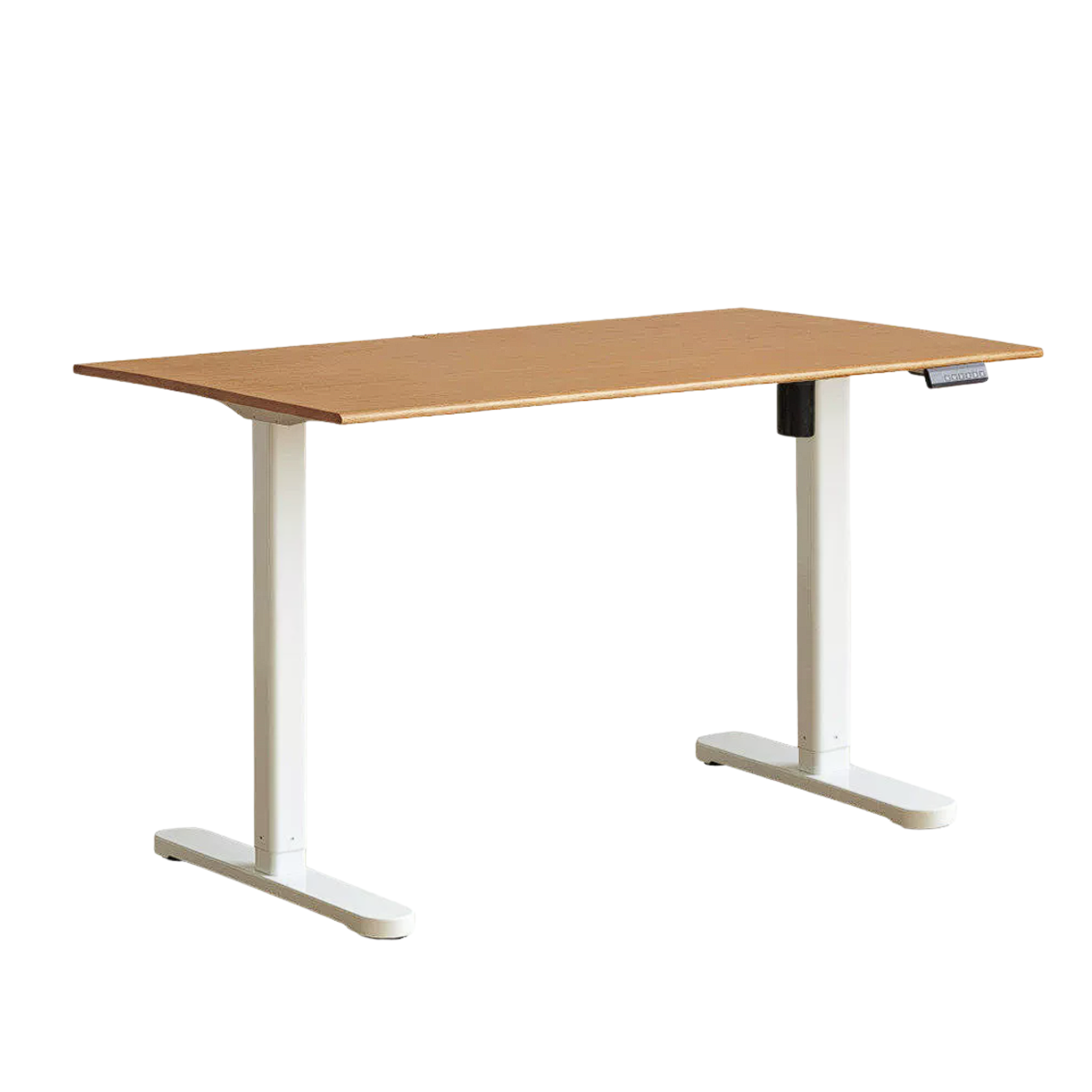 Oak Solid Wood, Rubberwood Electric Height Adjustable Standing Desk with Memory Presets