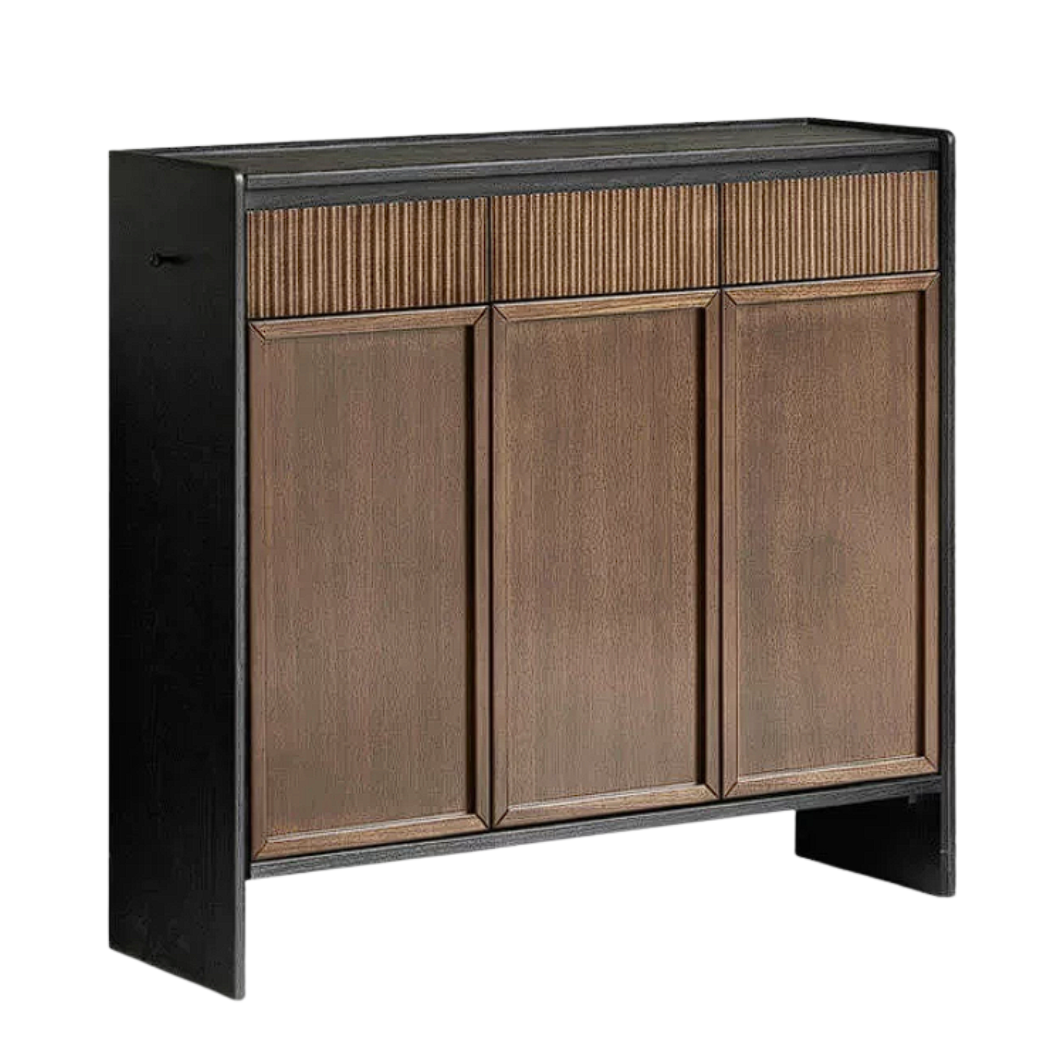 Oak Solid Wood Shoe Cabinet with Elegant Entrance Hall Style
