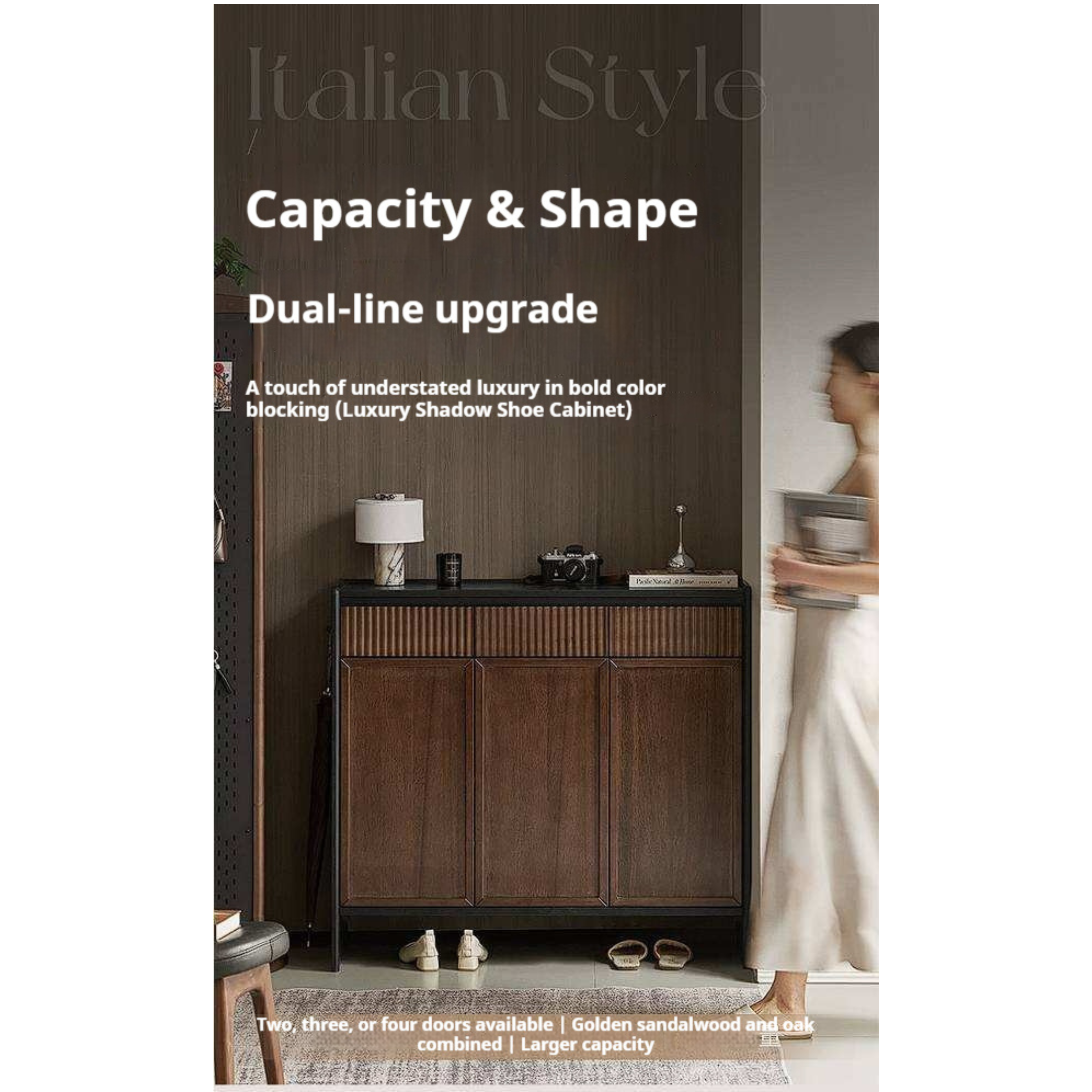 Oak Solid Wood Shoe Cabinet with Elegant Entrance Hall Style