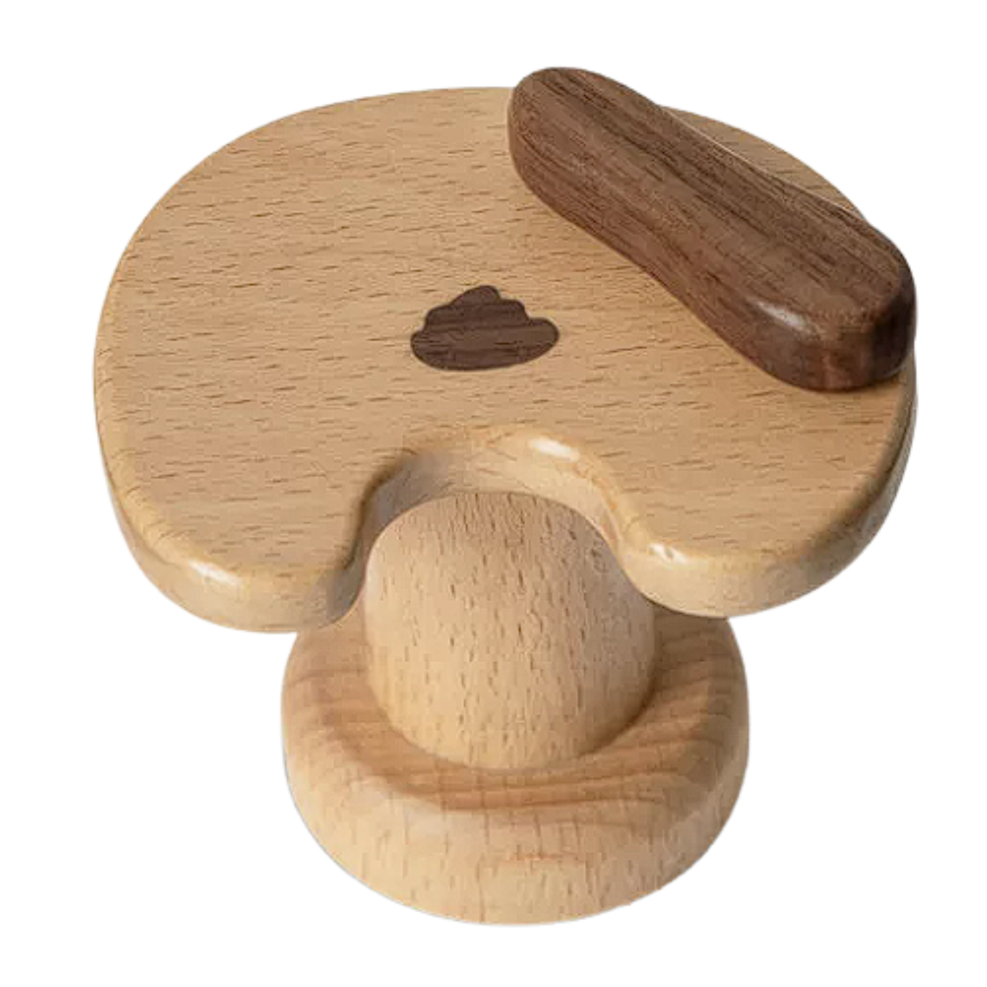 Beech, Black Walnut Solid Wood Puppy-Shaped Wall Hook with Cute Cartoon Design