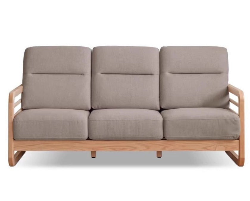 Oak Solid Wood Fabric Sofa.