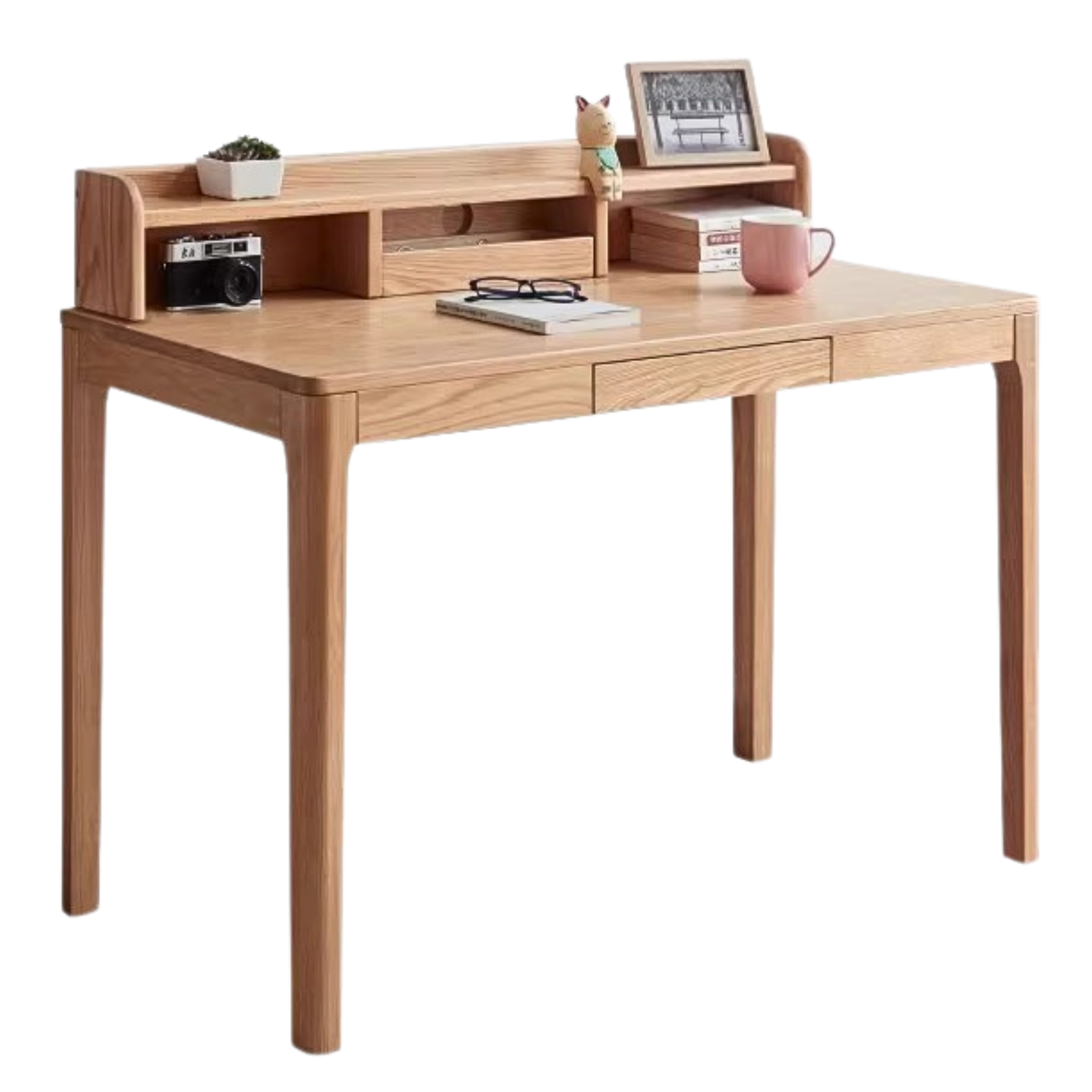 Oak, Beech Solid Wood Shelves Office Desk