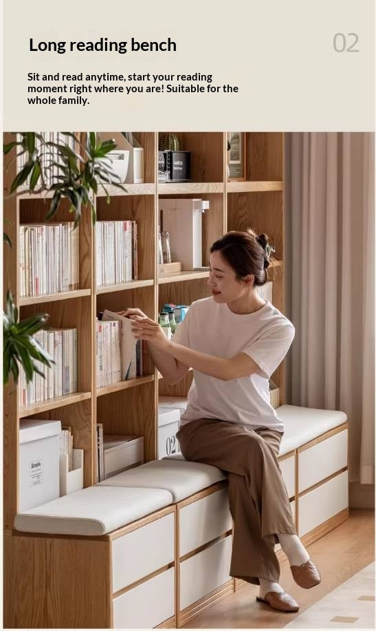 Oak Solid Wood Cream Style Bookcase