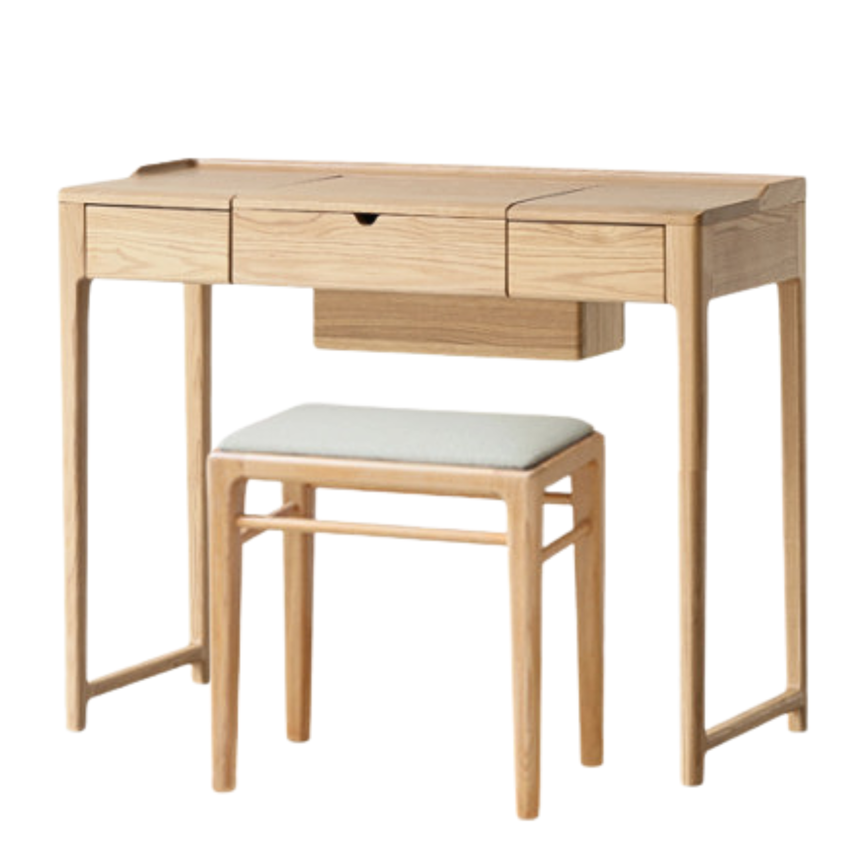 Ash Solid Wood Small Flip Vanity Table.