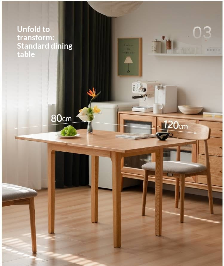 Oak Solid Wood Folding Small Dining Table