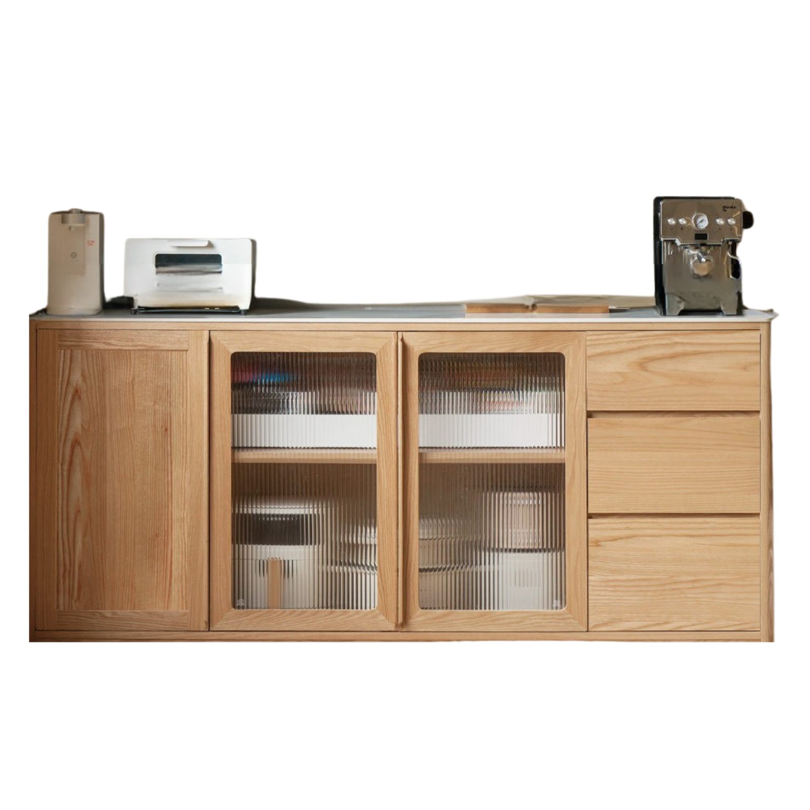 Ash Solid Wood White Wax Rock Plate Sideboard