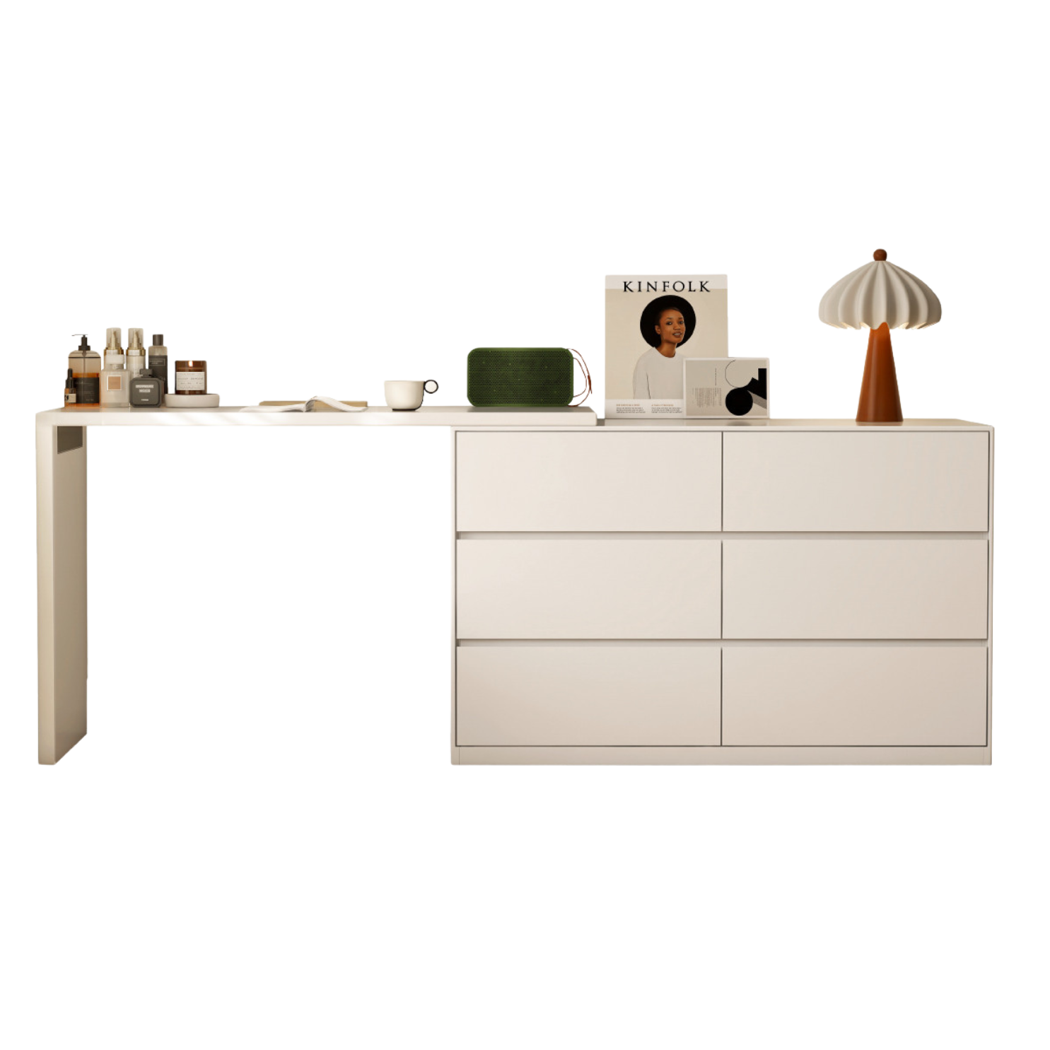 Poplar Solid Wood Cream Style Telescopic Dressing Table.