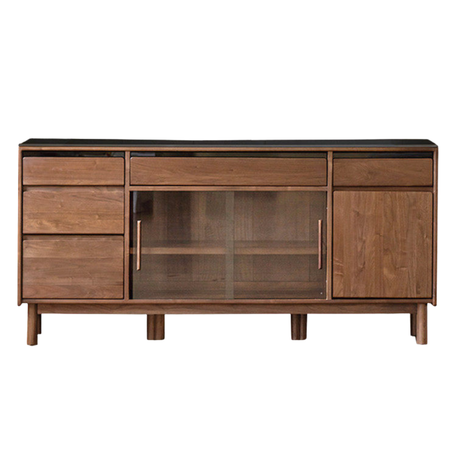 Black Walnut, Sandalwood Solid Wood Light Luxury Rock Plate Sideboard
