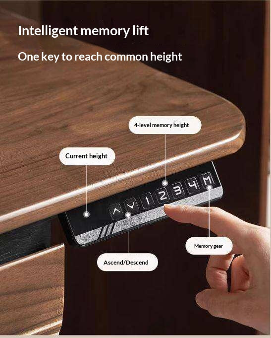 Black Walnut, White Ash Solid Wood Electric Height-Adjustable Standing Desk with Storage Drawers