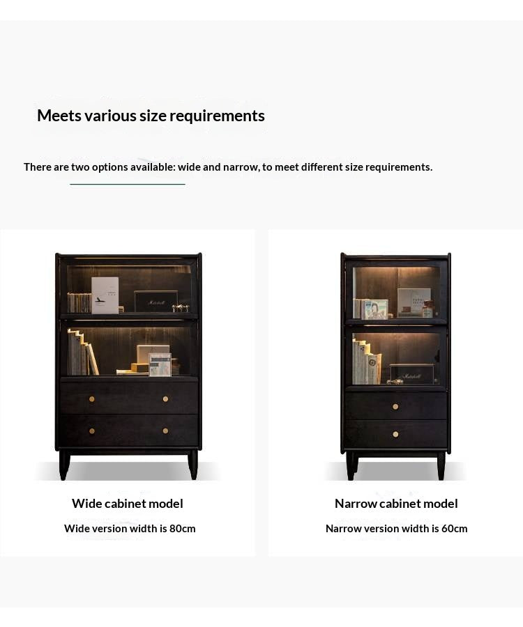 Ash Solid Wood Side Cabinet LED Lights Smoked