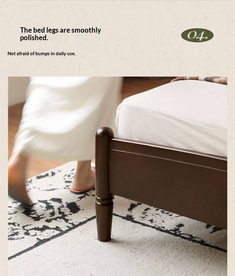 Poplar Solid Wood Bed — American Windsor Style with Retro Vertical Strip Design