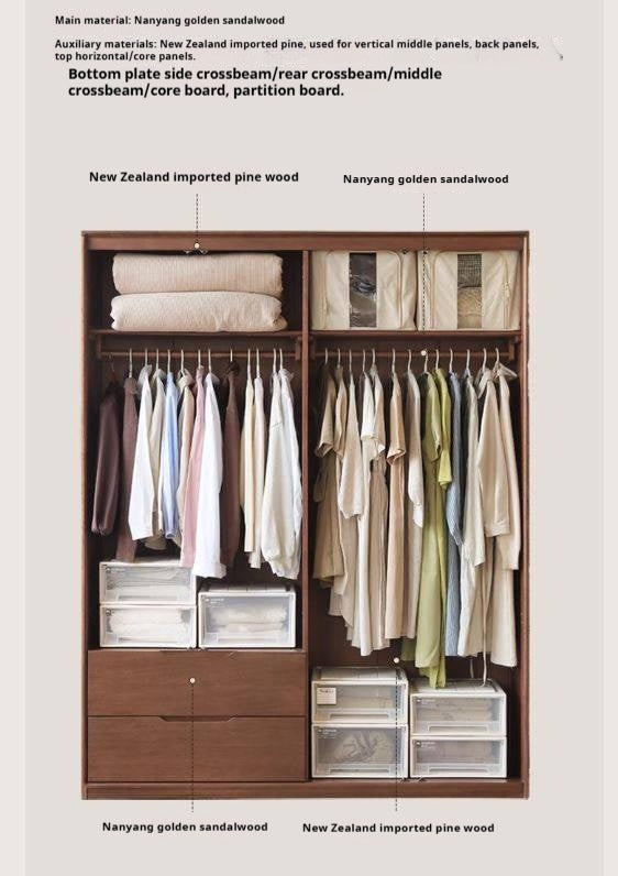 Sandalwood Solid Wood Modern Open Door Wardrobe.