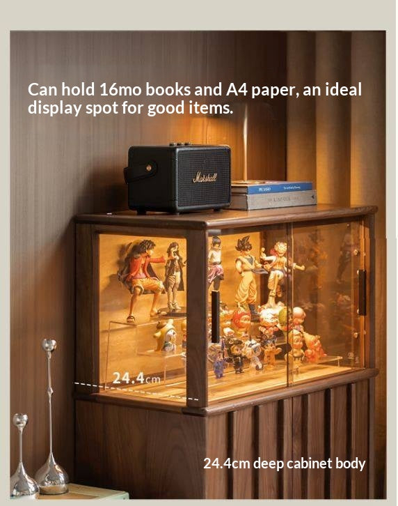Black Walnut, Oak Solid Wood Side Cabinet with Modern Casual Display Design