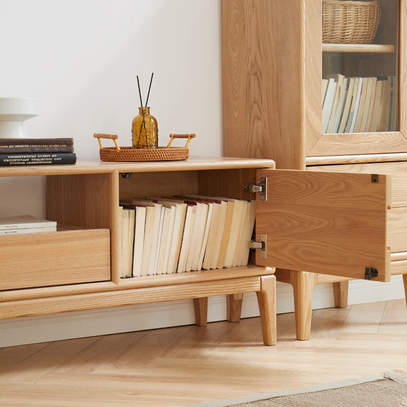 Ash Solid Wood Floor Modern TV Cabinet.