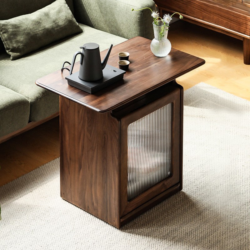 Ash, Black Walnut Solid Wood Mobile Coffee Cabinet