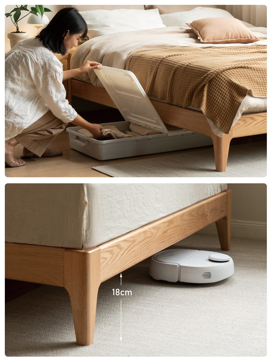 Oak, Ash Solid Wood Platform Bed, Headboard-Free Bed Modern Minimalist