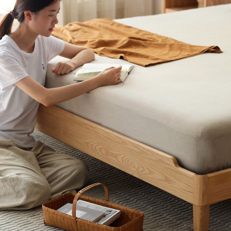 Ach, Oak solid wood platform bed, headboard-free bed