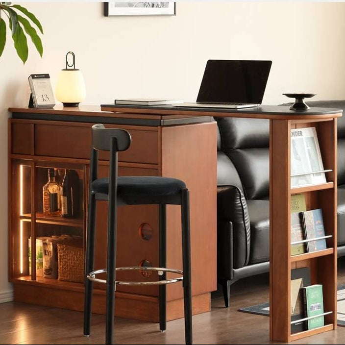 Tulipwood Solid Wood Vintage Style Stone Slab Bar Table