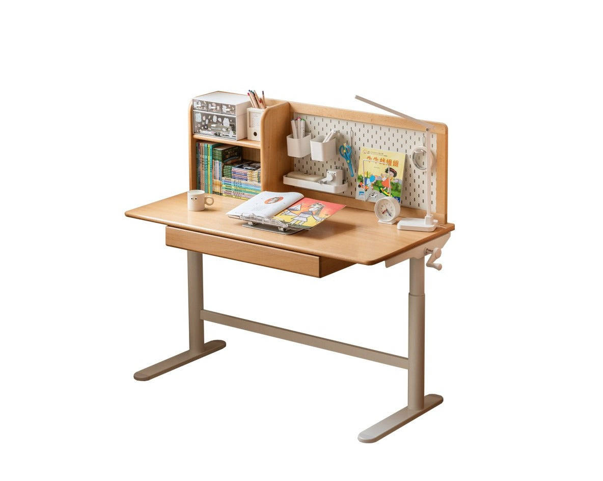 Hand-cranked lifting table board shelf DIY Beech solid wood"
