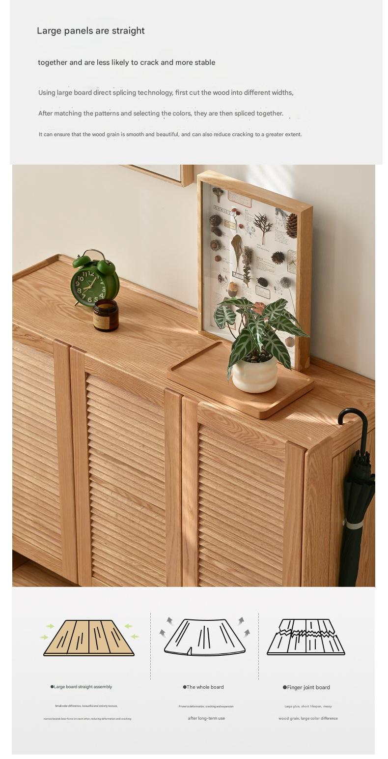Oak Solid Wood, Solid Rubberwood Modern Shoe Cabinet