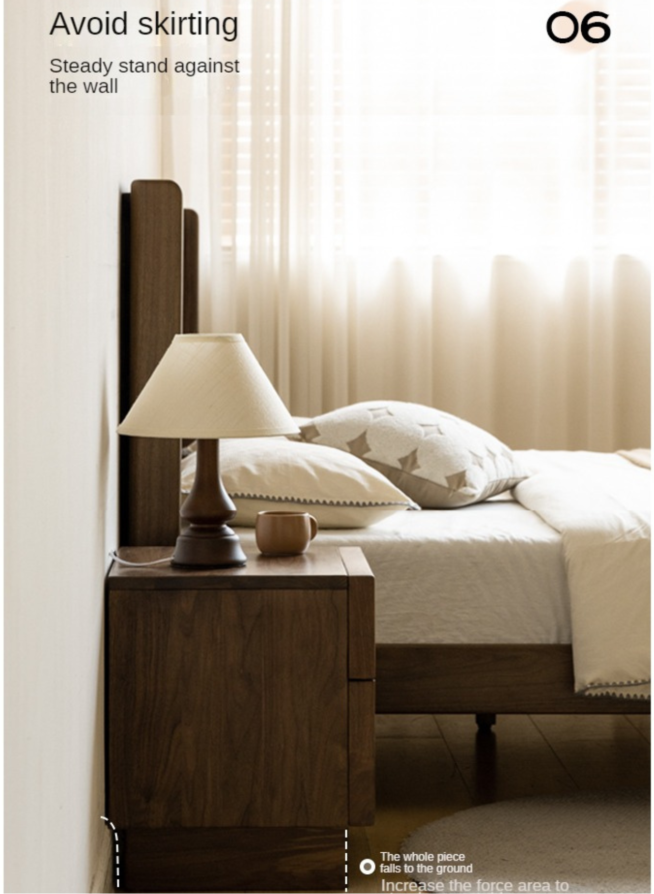 Black Walnut, Ash, Oak Solid Wood Storage Bedside Nightstand