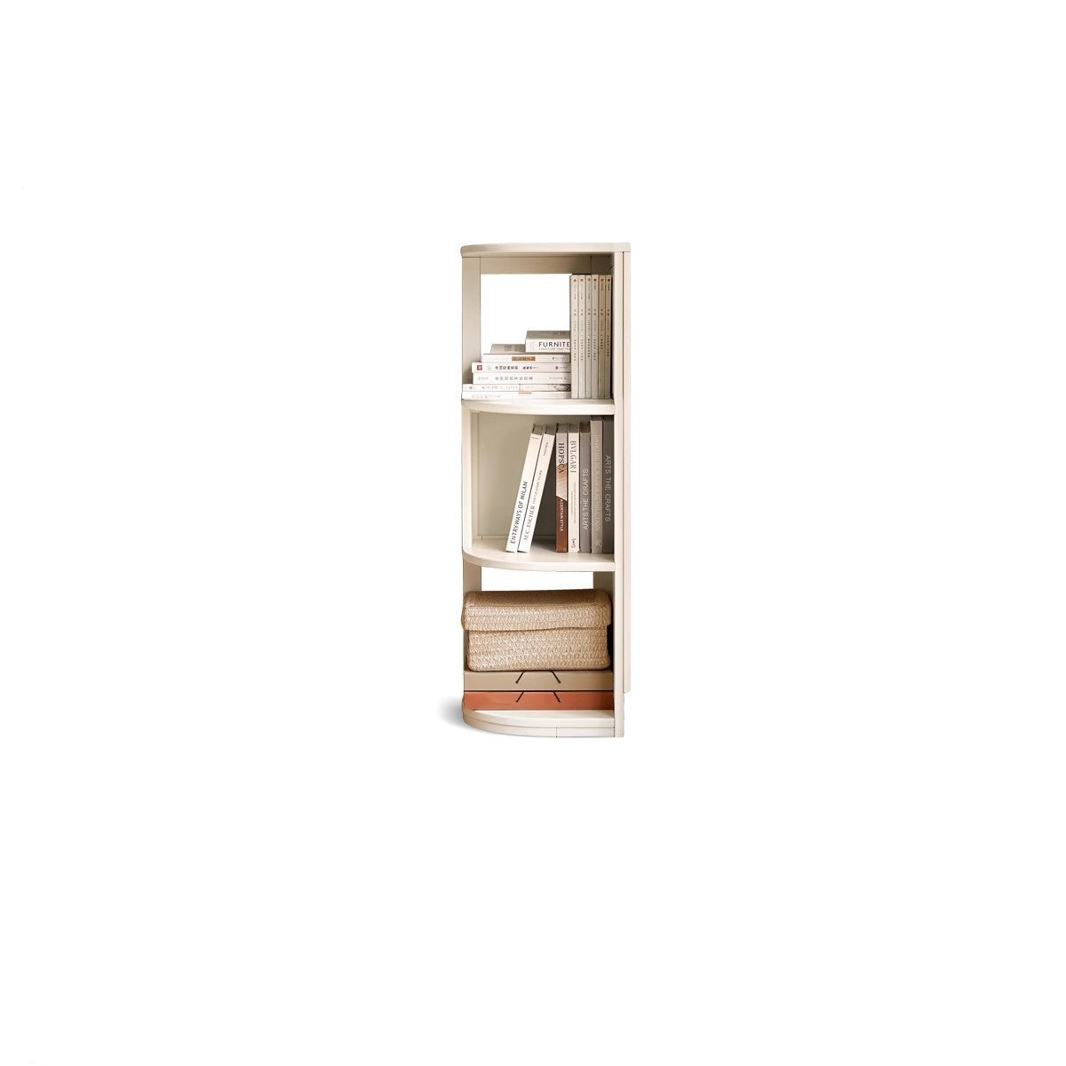 Poplar Solid Wood Corner Bookshelf, Floor-standing Storage Rack Cream Style