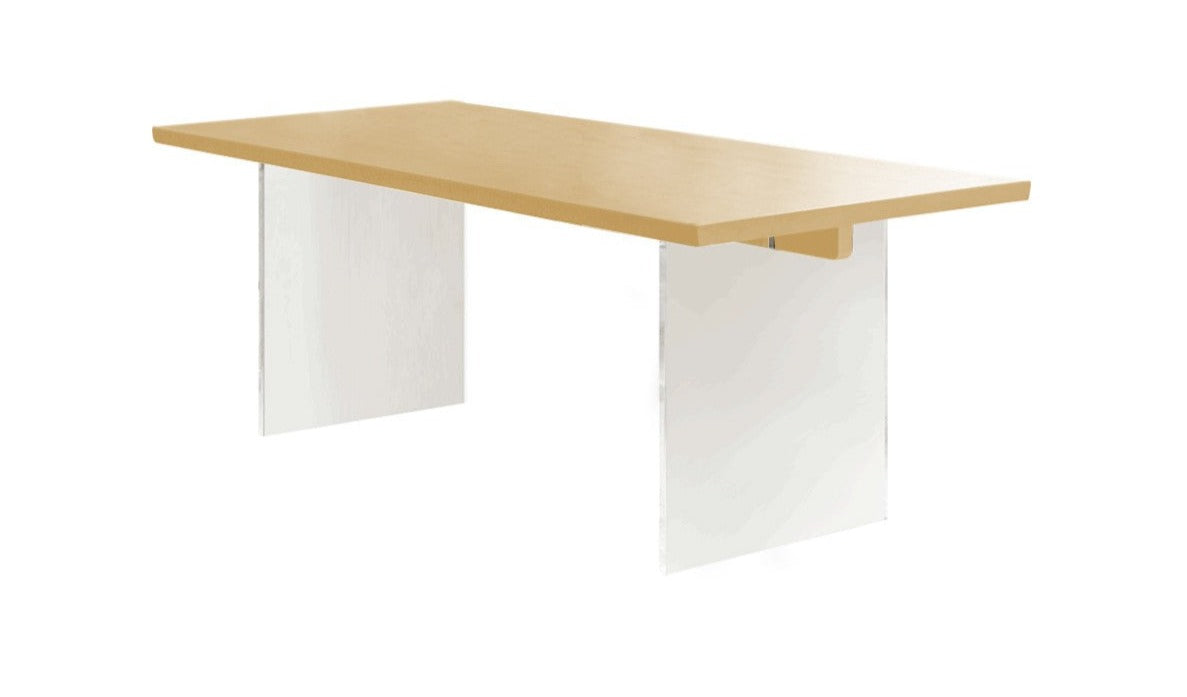 Oak, Cherry Solid Wood Acrylic Suspended Dining Table