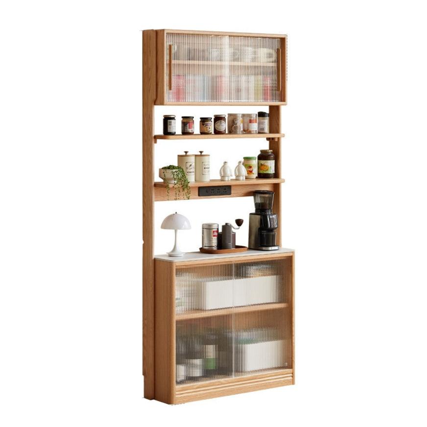 Oak Solid Wood, Solid Rubberwood Rock Board Dining Sideboard