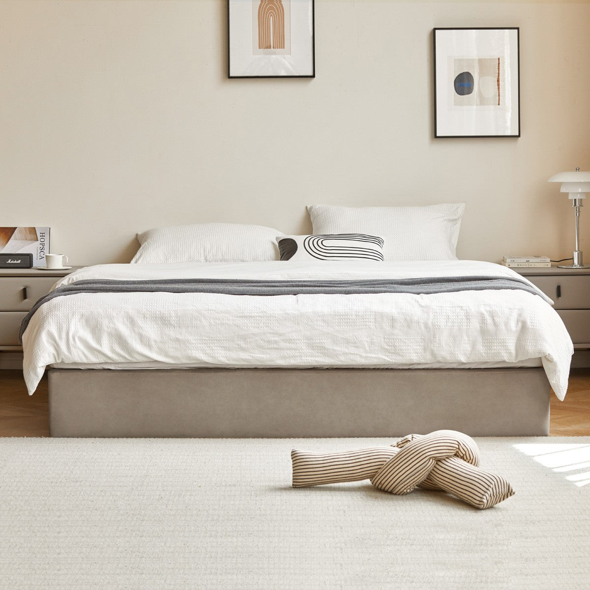 Technology cloth box platform bed, headboard-free bed