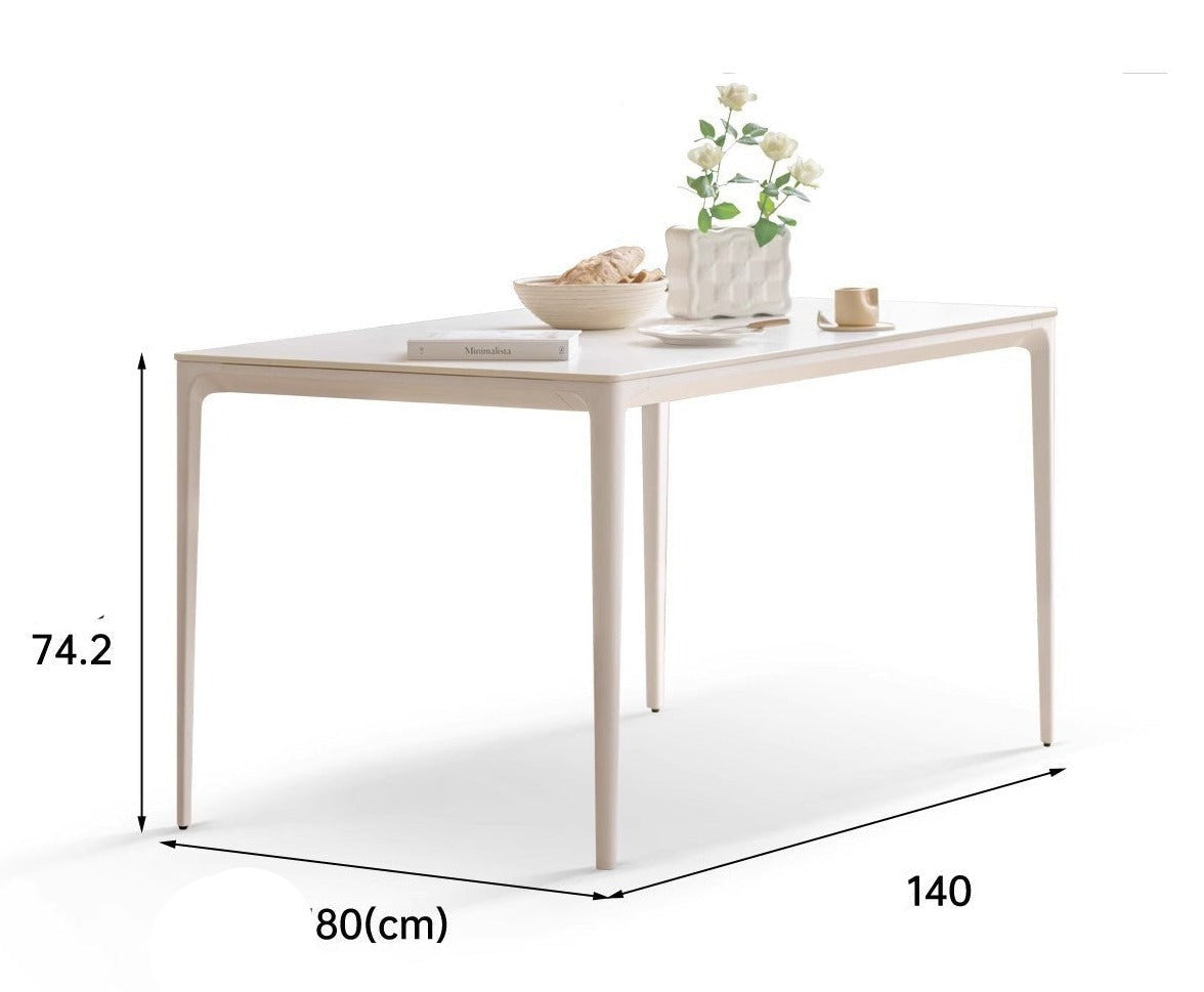 Iron-cream rock slab dining table"
